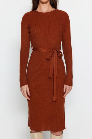 Vestido justo - Vermelho-tijolo