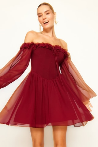 Vestido estilo patinadora - Bordô