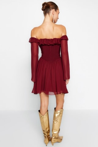 Vestido estilo patinadora - Bordô