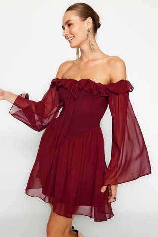 Vestido estilo patinadora - Bordô