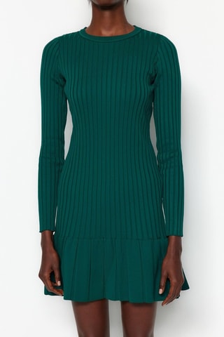 Vestido com folhos - Verde-esmeralda