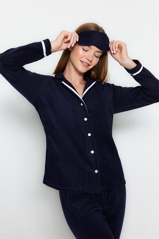 Pijama em veludo - Azul-marinho