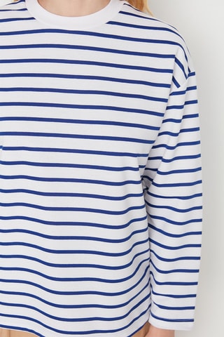 T-shirt às riscas Branco