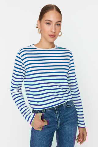 T-shirt às riscas Azul-marinho