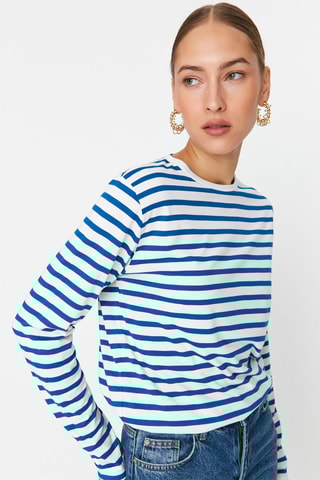 T-shirt às riscas Azul-marinho