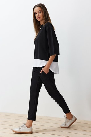 Blusa relaxed e calças relaxed - Preto