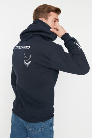 Sweat relaxed com capuz - Azul-marinho