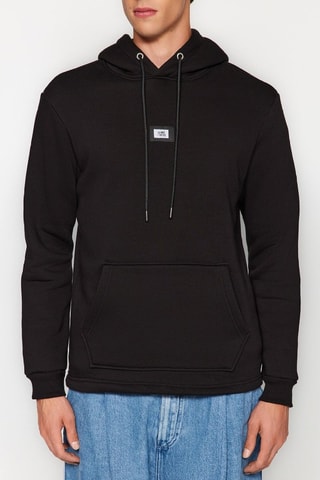 Sweat regular com capuz - Preto