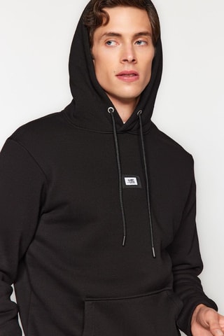 Sweat regular com capuz - Preto