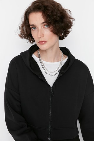 Sweat curta com capuz Preto