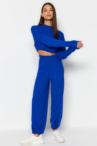 Crop top e calças de treino - Azul-real