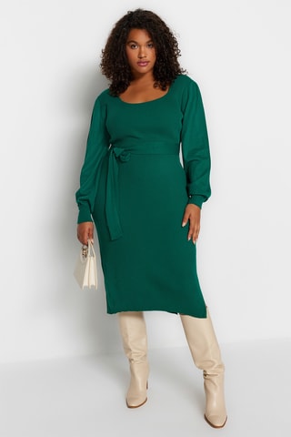 Vestido midi - Verde-esmeralda