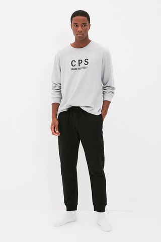 Pijama - Preto e cinzento-claro mesclado
