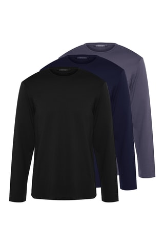 3 t-shirts regular - Preto e azul-marinho