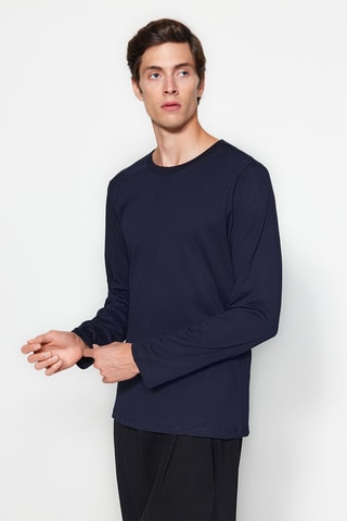 3 t-shirts regular - Preto e azul-marinho