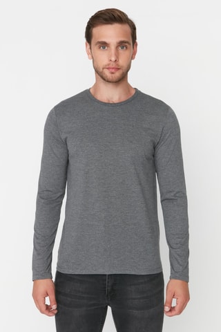 3 t-shirts regular - Preto e cinzento-claro mesclado