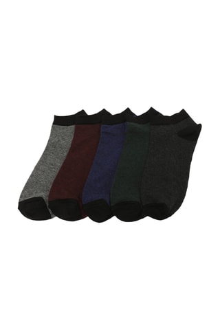 5 pares de meias curtas - Azul-real e cinzento