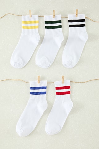 5 pares de meias - Branco e verde