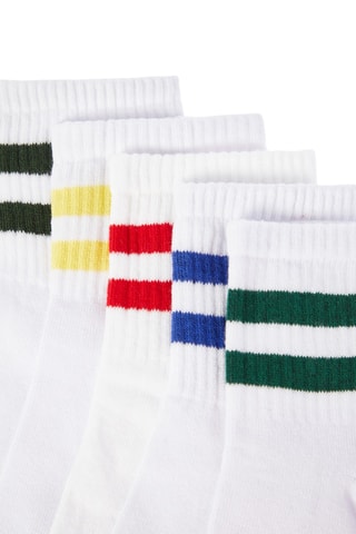 5 pares de meias - Branco e verde