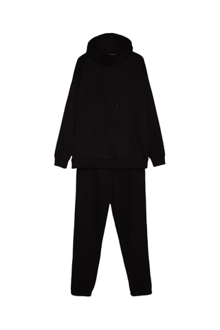 Sweat com capuz e calças de treino - Preto