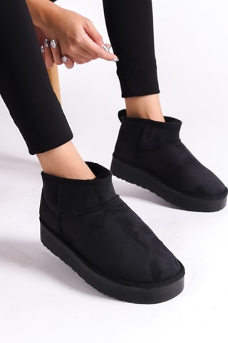 Botins forrados com plataforma - Preto
