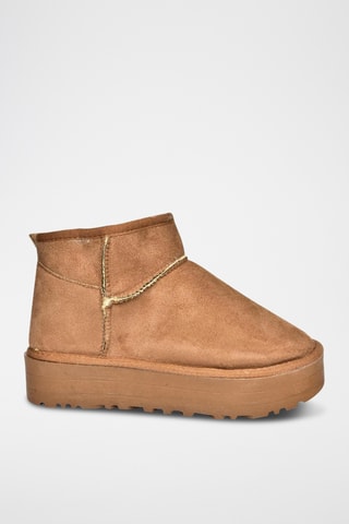 Botins forrados com plataforma em nobuck - Camel