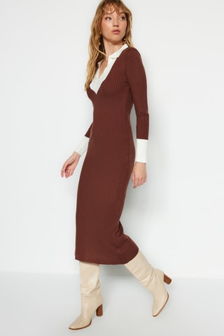 Vestido justo - Castanho