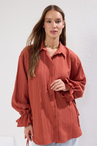 Camisa oversize - Vermelho-tijolo