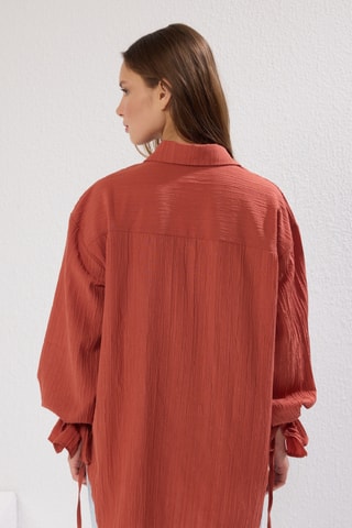 Camisa oversize - Vermelho-tijolo