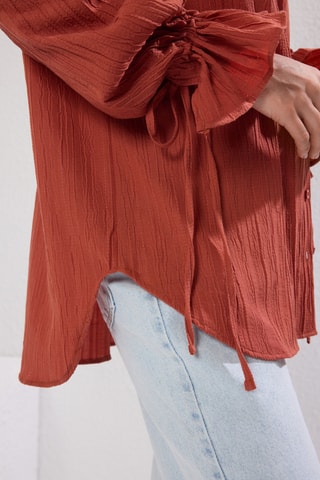 Camisa oversize - Vermelho-tijolo
