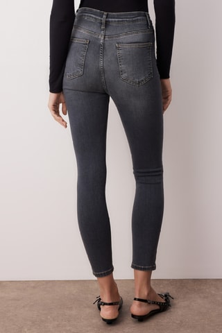Calças de ganga skinny cintura subida - Cinzento