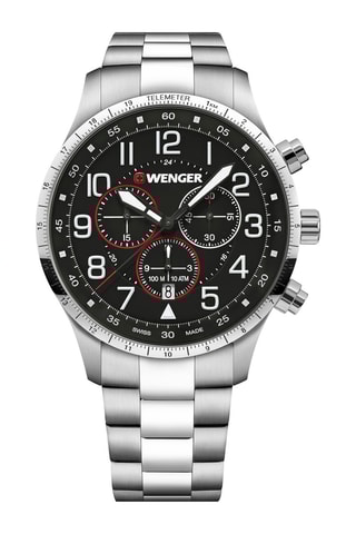 Stalen Quartz Horloge Attitude - Chronograaf - Zilverkleurig en Zwart