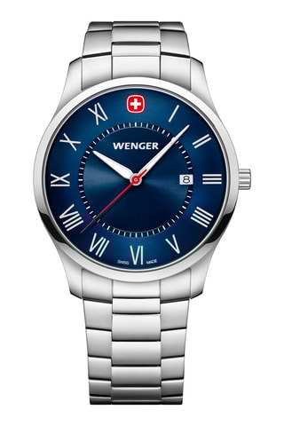Stalen Quartz Horloge City Classic - Zilverkleurig en Marineblauw