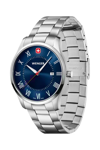 Stalen Quartz Horloge City Classic - Zilverkleurig en Marineblauw