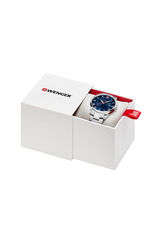 Stalen Quartz Horloge City Classic - Zilverkleurig en Marineblauw