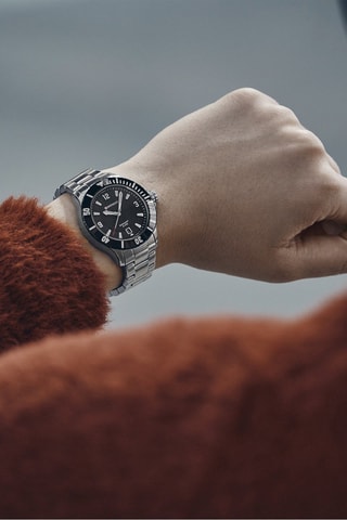 Stalen Quartz Horloge Seaforce - Zilverkleurig en Zwart