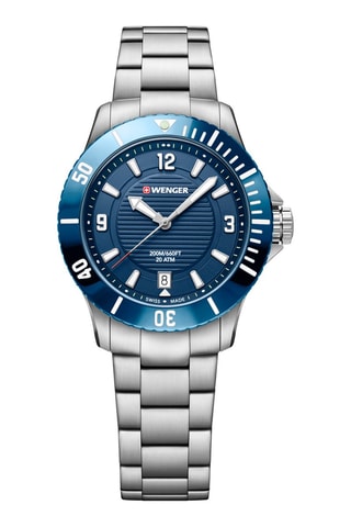 Stalen Quartz Horloge Seaforce - Zilverkleurig en Blauw