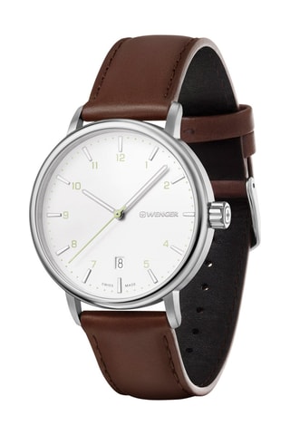 Leren Quartz Horloge Urban Classic - Bruin en Zilverkleurig