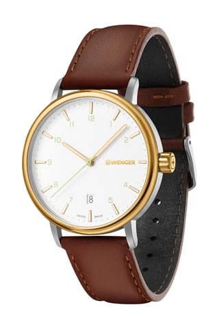 Leren Quartz Horloge Urban Classic - Bruin en Zilverkleurig