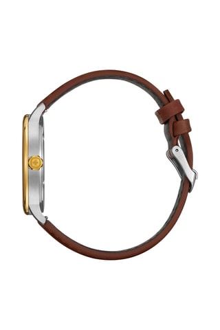 Leren Quartz Horloge Urban Classic - Bruin en Zilverkleurig