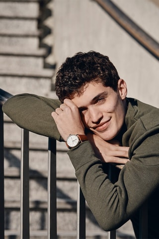 Leren Quartz Horloge Urban Classic - Bruin en Zilverkleurig