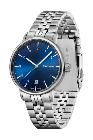 Stalen Quartz Horloge Urban Classic - Zilverkleurig en Blauw