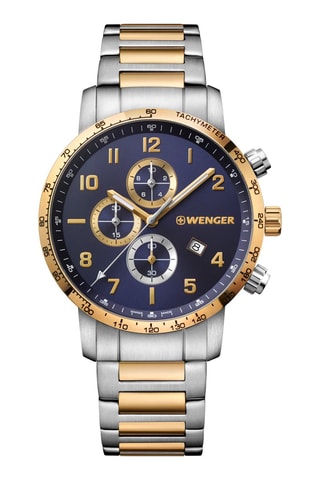 Stalen Quartz Horloge Attitude - Stopwatch en Snelheidsmeter - Zilverkleurig en Goudkleurig