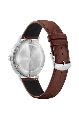 Leren Quartz Horloge Urban Classic - Bruin en Blauw