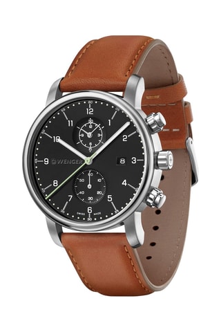 Leren Quartz Horloge Urban Classic - Chronograaf - Bruin en Zwart