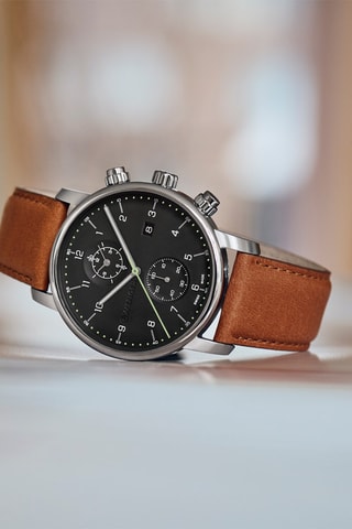 Leren Quartz Horloge Urban Classic - Chronograaf - Bruin en Zwart