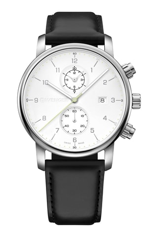 Leren Quartz Horloge Urban Classic - Chronograaf - Zwart en Zilverkleurig