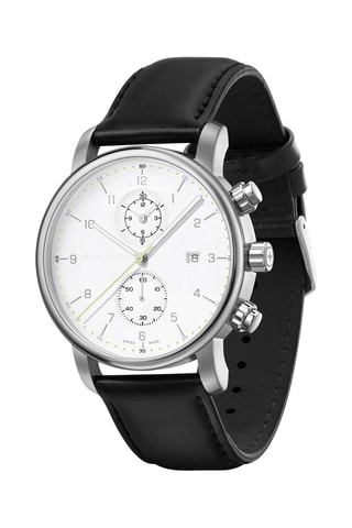 Leren Quartz Horloge Urban Classic - Chronograaf - Zwart en Zilverkleurig