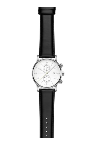 Leren Quartz Horloge Urban Classic - Chronograaf - Zwart en Zilverkleurig
