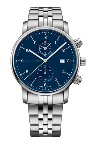 Montre à quartz en acier Urban Classic - Chronographe - Argenté et bleu